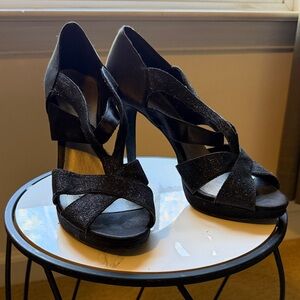 FIONI Night Black Glitter Heels